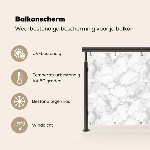 Wit - Marmer - Grijs Balkonbeschermer Duitsland klein 596 -specs_NL