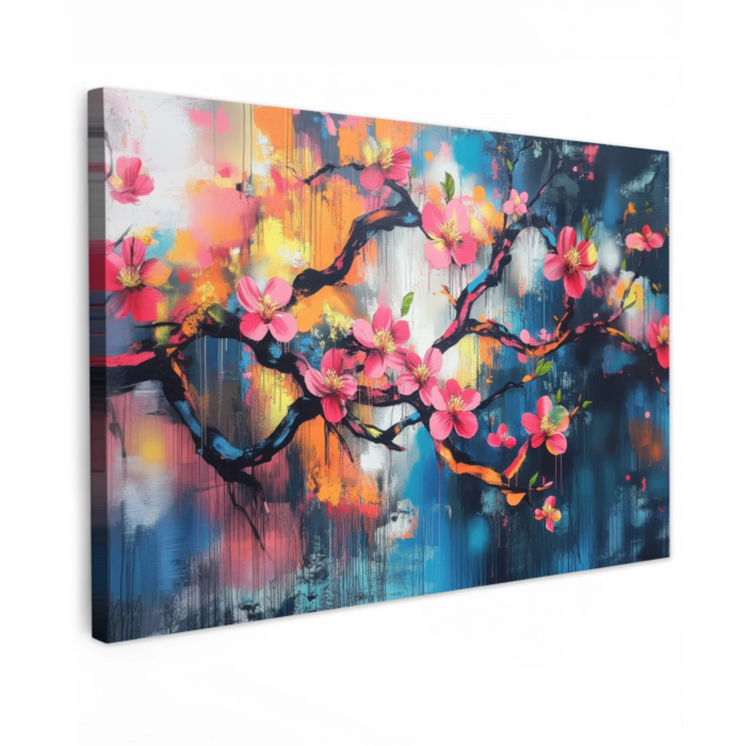 Bloemen - Tak - Artistiek - Roze canvas 2cm klein -z3d