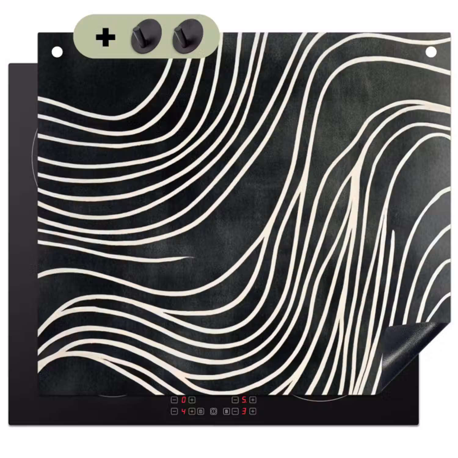 Inductie beschermer en spatscherm (2in1) - Lijnen - Patroon - Abstract - Wit