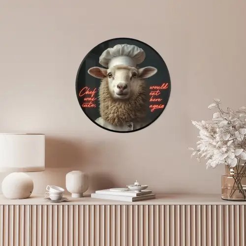 Schaap - Kokskleding - Neon - Quote Fotolijst rond zonder passe partout klein -sfeer3