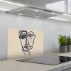 Minimalistisch - Lijnillustratie - Beige - Donkerblauw keuken achterwand spatscherm klein -3d_schuin