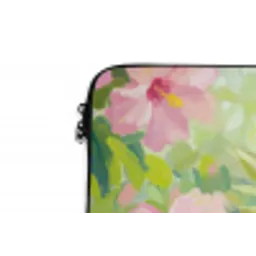 Papagaai - Hibiscusbloemen - Kleurrijk laptophoes neopreen klein -detail