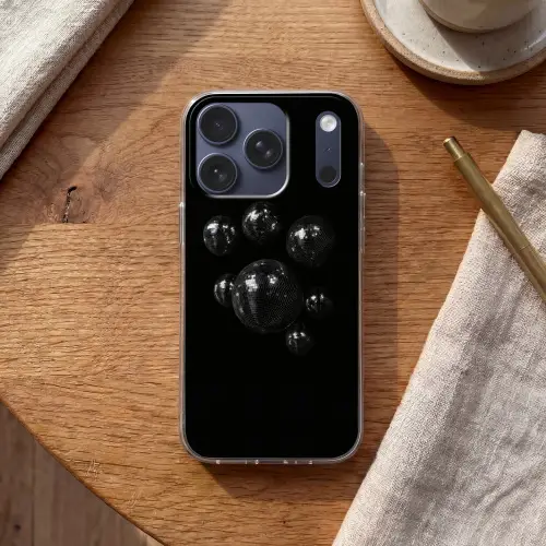 Discoballen - Minimalistisch - Zwart Telefoonhoesje iPhone 17 Pro klein -sfeer1