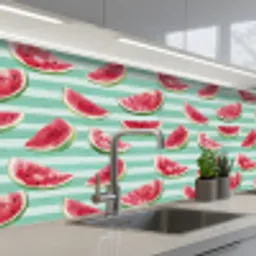Watermeloen - Strepen - Groen keuken achterwand 2 middel 871 -3d_schuin