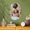 Vrouw - Verf - Abstract - Beige - Modern Wandcirkel Ovaal Forex klein -sfeer2