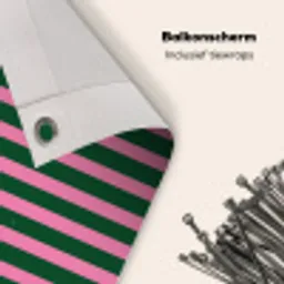 Verticale strepen - Groen - Roze Balkonbeschermer Duitsland klein 596 -closeup_NL