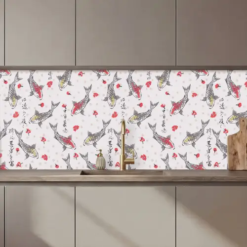 Vis - Koi - Bloemen - Patronen keuken achterwand 2 middel 871 zz_3dshopping
