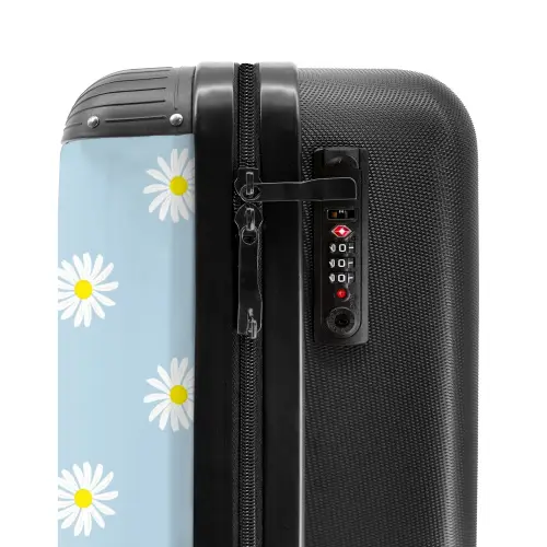 Pastel - Margieten op licht hemelsblauwe achtergrond NBS - Handbagage koffer - Kinderen Unisex middel -slot
