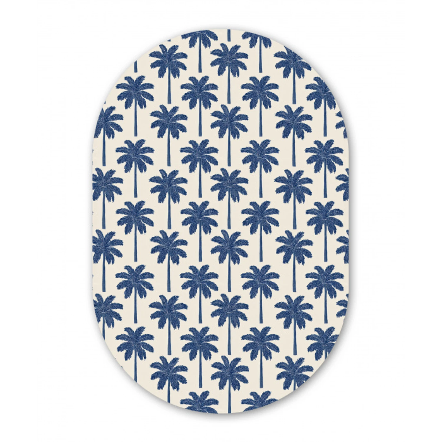 Symmetrisch - Palm - Blauw Wandcirkel Ovaal Aluminium middel 839 -3d