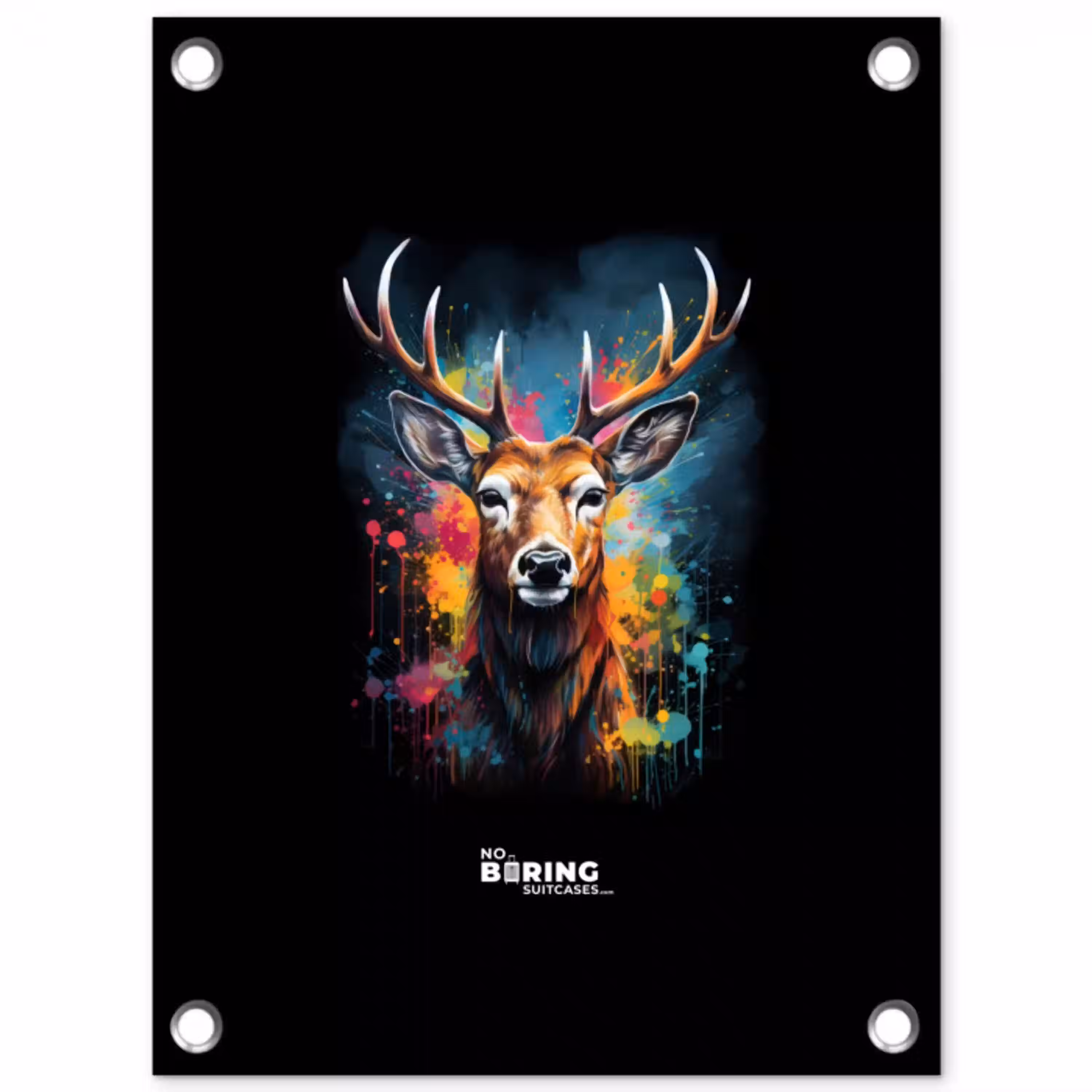 Hert met gewei tussen graffiti spray tuinposter los doek klein -3d
