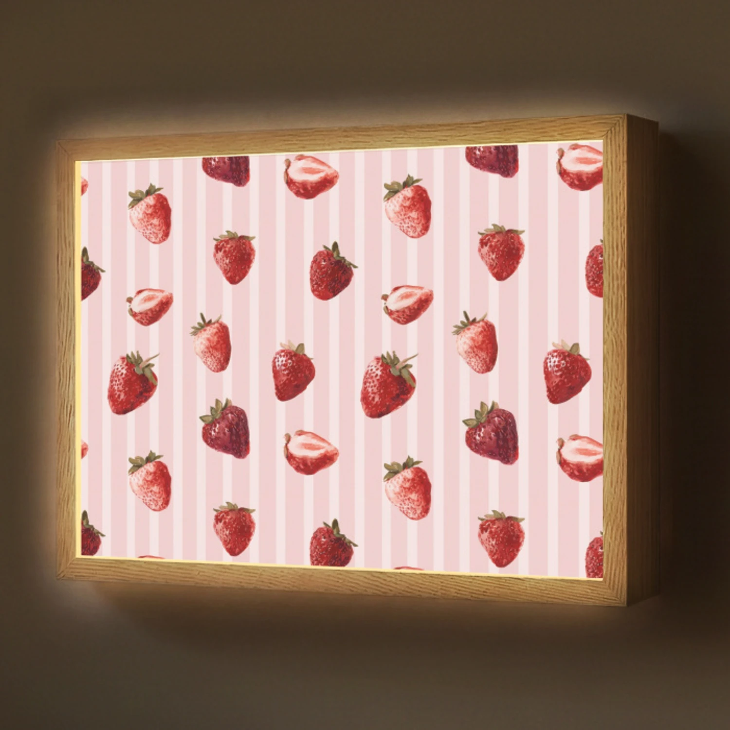 Strepen - Aardbei - Roze Light Box met batterij (Wandlamp) middel 907 -z3d_website