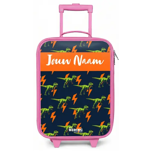 Dinos - Bliksem - Dieren - Blauw Kinderkoffer - Roze klein -zz3dotto