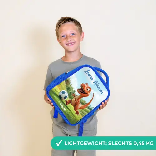 Voetbal - Dino - Sport Kinderrugzak - Blauw middel -sfeer1_NL