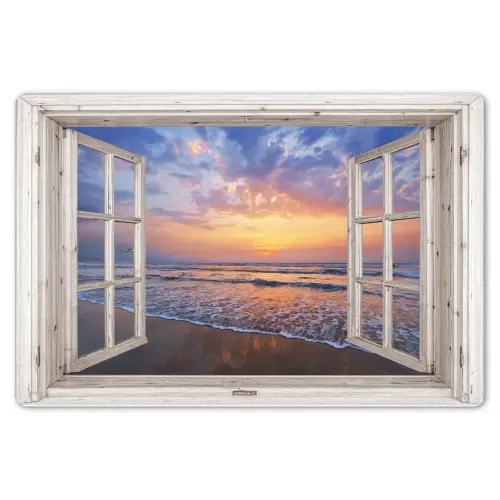 Doorkijk - Zee - Strand - Zonsondergang - Blauw Placemat vinyl groot -zzsfeer1_Kitchenyeah-website