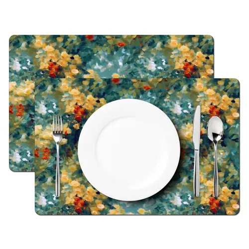 Geel - Bloemen - Groen - Bladeren Placemat vinyl groot 368 -zzsfeer2_Kitchenyeah-website