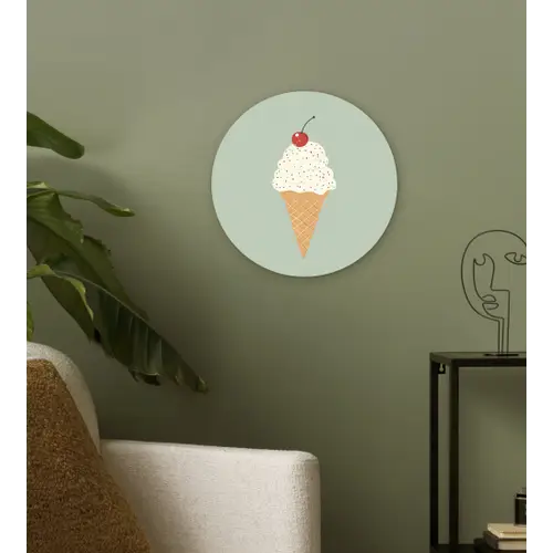 Illustratie - Ijsje - Spikkels - Kers Wandcirkel plexiglas klein -sfeer3