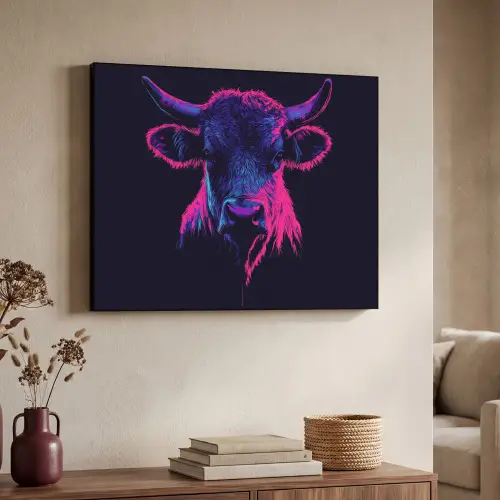 Stier - Neon - Zwart - Kleur Textielframe zwart klein -sfeer3