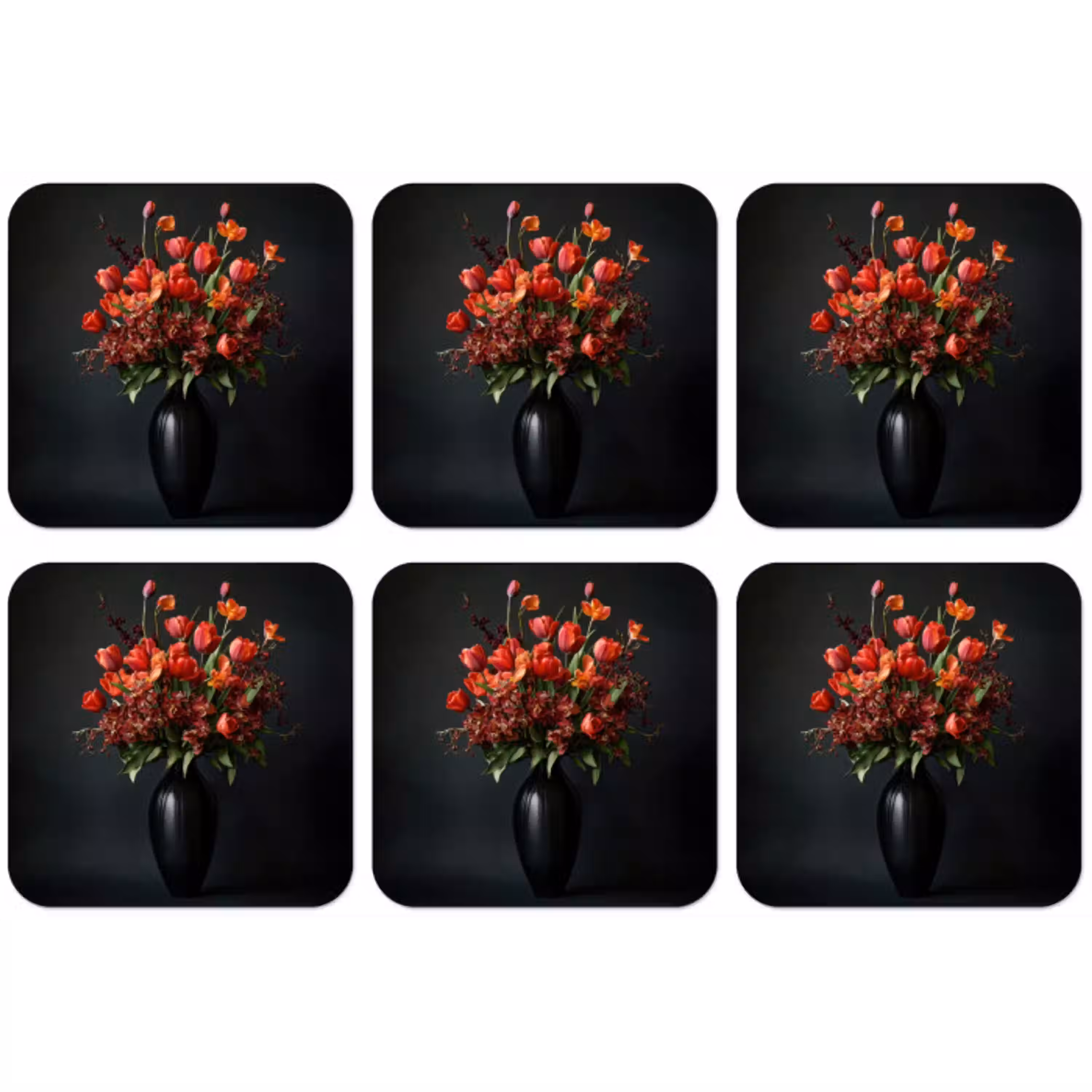 Boeket - Tulpen - Vaas - Rood onderzetter kurk middel -zkaufland3dotto