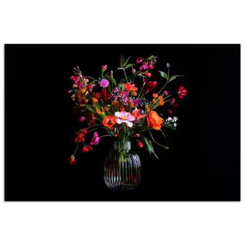 Boeket - Veldbloemen - Vaas poster papier klein -3d