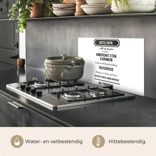 Spreuken - Hotel papa - Quotes - Vader keuken achterwand spatscherm klein -usp_NL