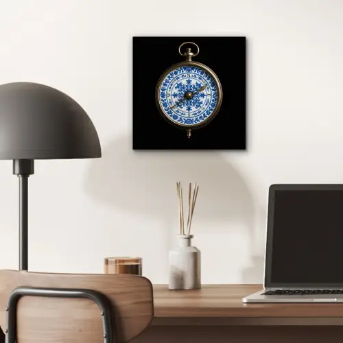 Kompas - Delfts blauw - Zwart aluminium wit klein -sfeer5
