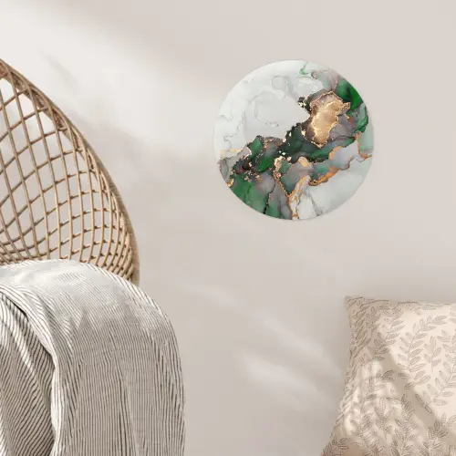 Marmer - Goud - Groen - Luxe Wandcirkel behangsticker klein -sfeer4