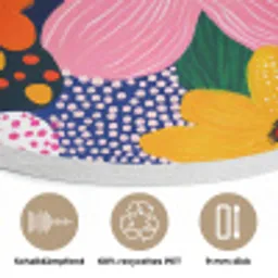 Kleurrijk - Bloemen - Abstract - Stippen Akoestische PET Vilt - Rond klein -closeup_DE