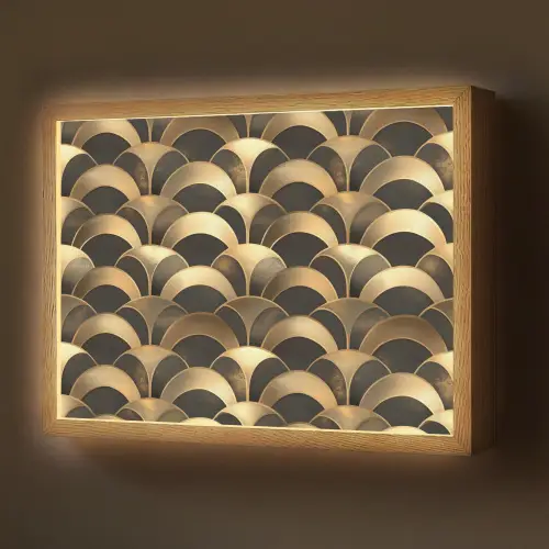 Schubben - Structuur - Goud Light Box met batterij (Wandlamp) middel 907 -z3d_website