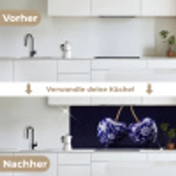 Porselein- Kersen - Delfts - Blauw keuken achterwand 2 middel -voor-na_DE