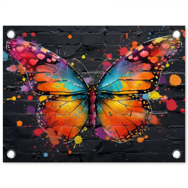 Vlinder van Kleuren tuinposter los doek klein -3d