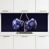 Porselein- Kersen - Delfts - Blauw keuken achterwand 2 middel -3d