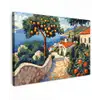 Huizen - Mozaïek - Sinaasappelbomen - Zee Tuinposter op houten frame 2 cm dik klein -3d