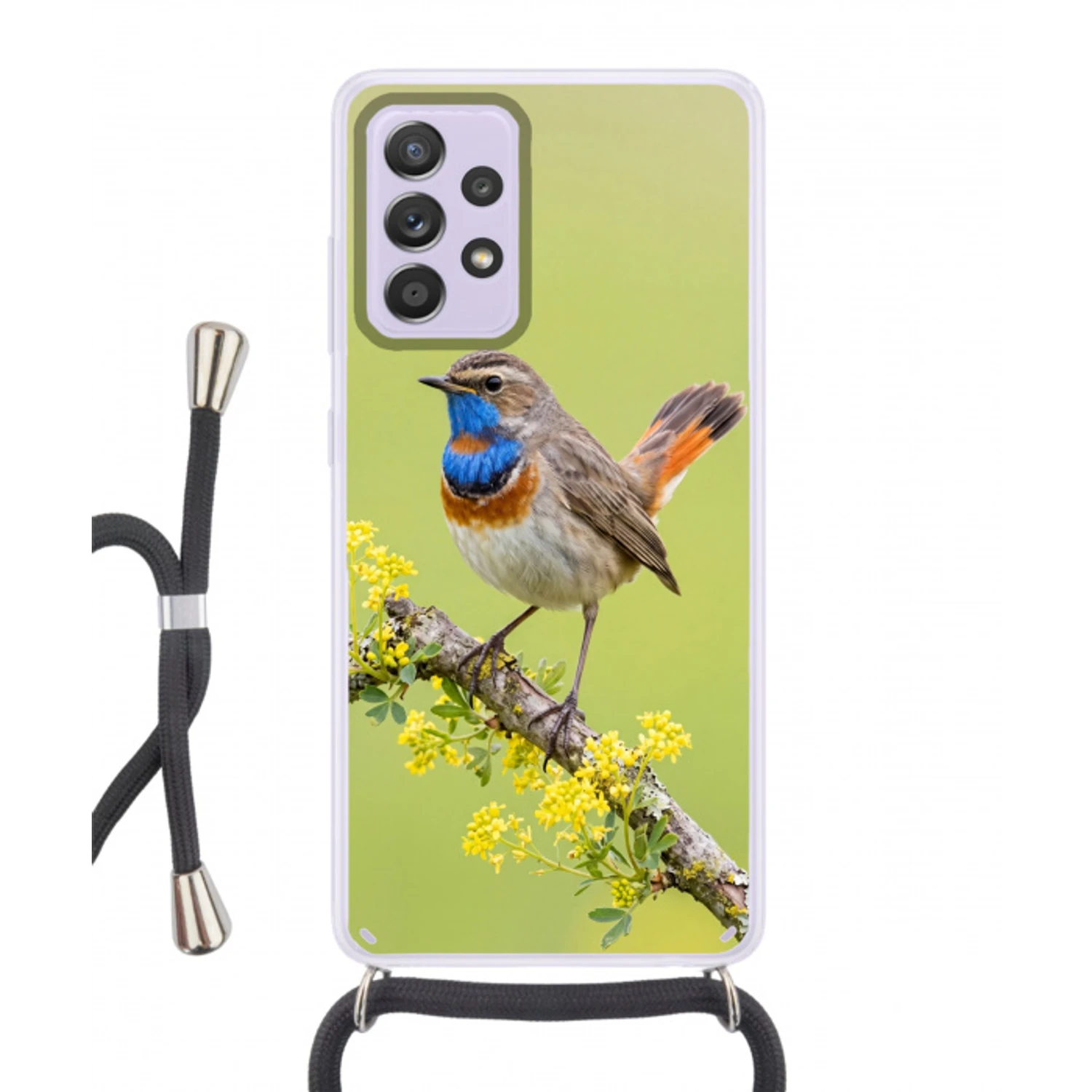 Vogel - Tak - Natuur - Kleurrijk Hoesje Samsung Galaxy A52 5G met koord klein -3d