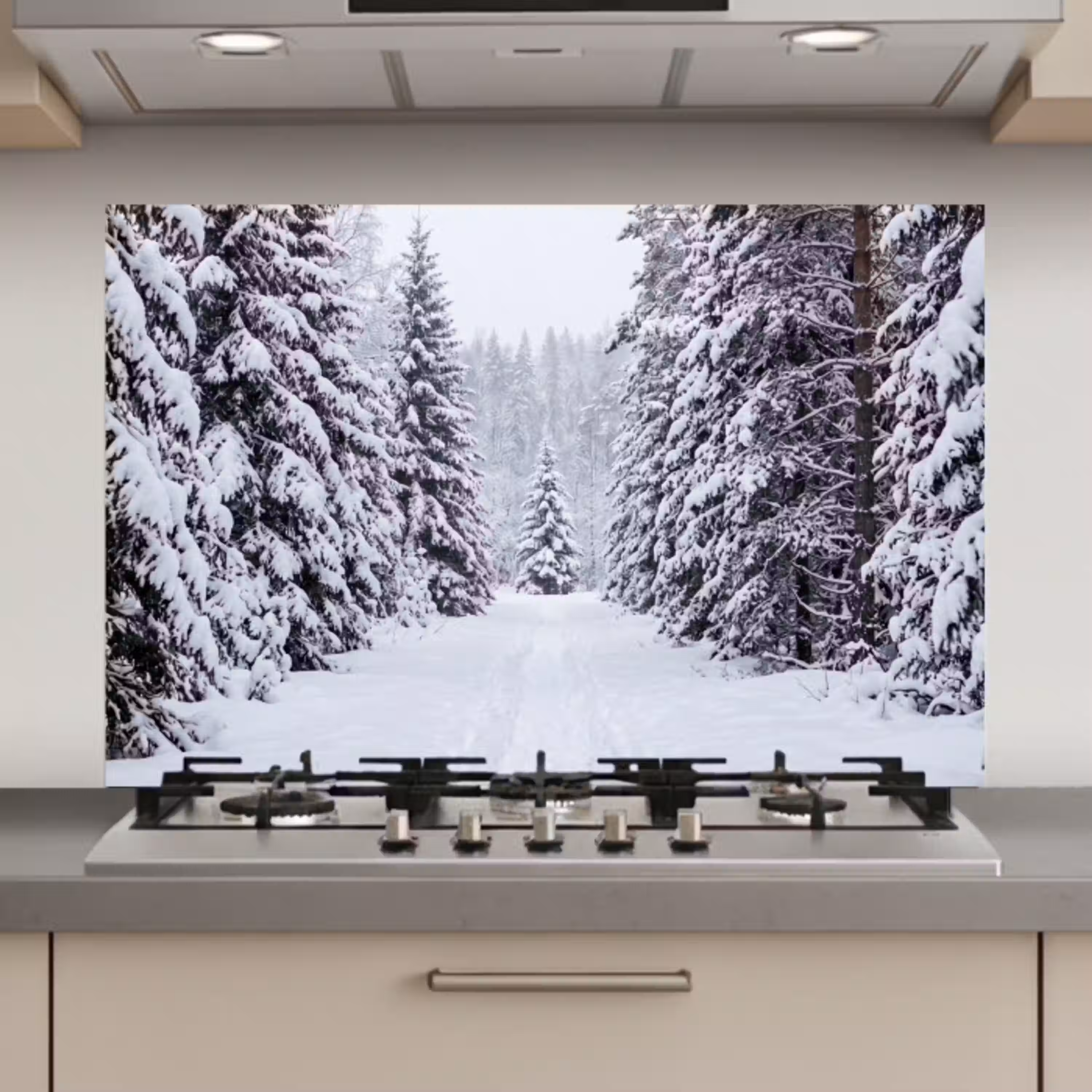 Bos - Winter - Sneeuw - Pad - Natuur keuken achterwand spatscherm klein -3d_website