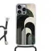 Bogen - Donkergroen - Lijnen Hoesje iPhone 16 Pro Max met koord klein -3d