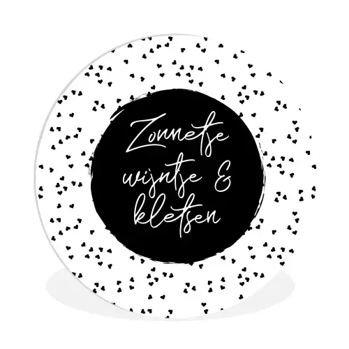 Zonnetje, wijntje & kletsen - Quotes - Tekst - Wijn - Zomer Wandcirkel kunststof plaat 5mm dik klein -3d