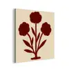 Bloemen - Bladeren - Rood - Minimalistisch aluminium wit klein -3d