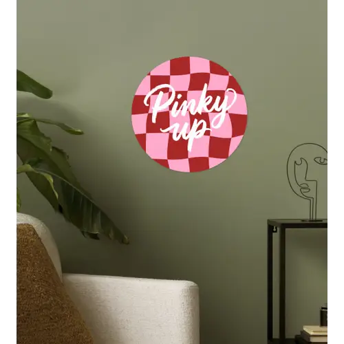 Pinky up - Geblokt - Bordeauxrood Wandcirkel behangsticker klein -sfeer2