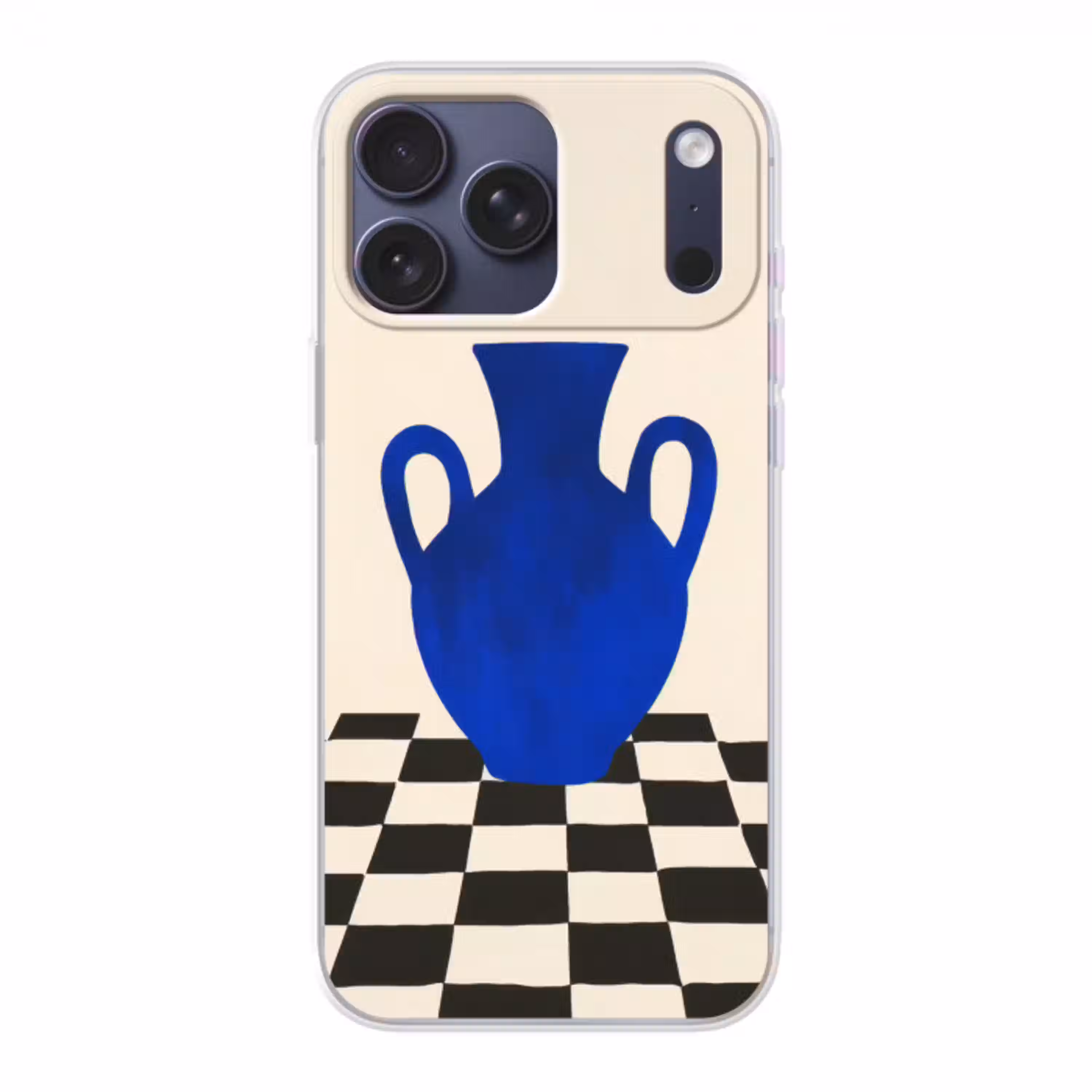 Vaas - Blauw - Geblokt - Modern Telefoonhoesje iPhone 17 Pro Max klein -3d