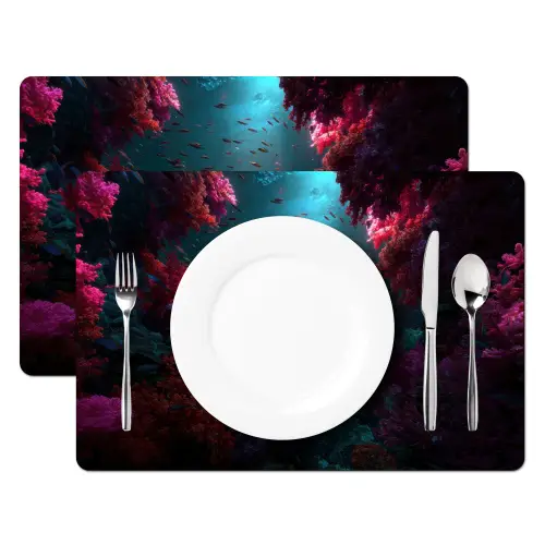 Standbeeld - Zeebodem - Koraal - Kleurrijk Placemat vinyl groot -zzsfeer2_Kitchenyeah-website
