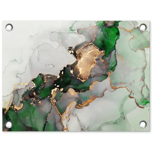 Marmer - Goud - Groen - Luxe tuinposter los doek klein -3d