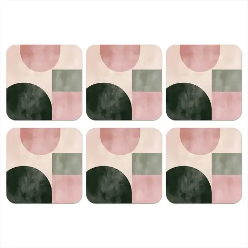 Vormen - Abstract - Cirkel - Zwart onderzetter kurk middel -3d