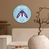 Bladeren - Wit - Vlinder - Insect Wandcirkel kunststof plaat 5mm dik klein -sfeer1