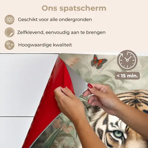 Tijger - Vlinders - Dieren - Jungle - Bloemen keuken achterwand spatscherm klein -spatscherm_NL