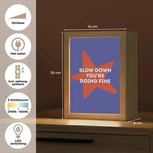 Slow down you're doing fine - Ster - Blauw Light Box met kabel (Tafellamp) klein -USP_NL