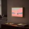 Zeilboot - Roze zee - Zonsondergang - Bergen Light Box met batterij (Wandlamp) middel -sfeer1