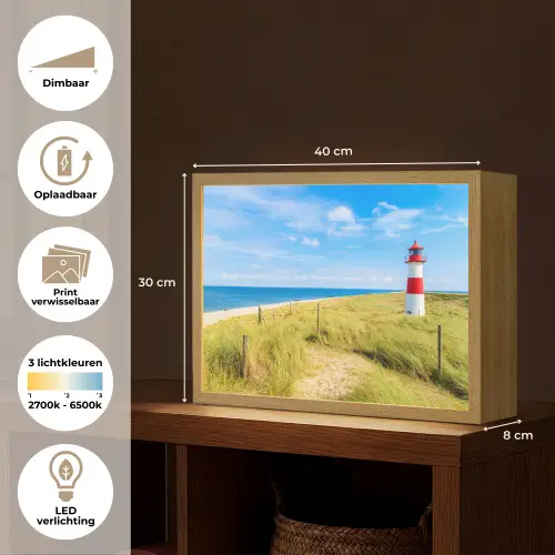 Vuurtoren - Duinen - Strand - Zee - Zomer Light Box met batterij (Wandlamp) middel -USP_websiteoverzichtNL