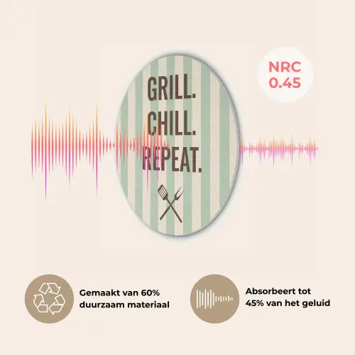 Quote - Strepen - Grill Akoestische PET Vilt - Rond klein -USP_NL