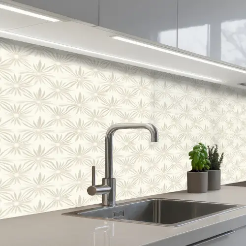 Patroon - Bloemen - Beige keuken achterwand 2 middel 871 -3d_schuin