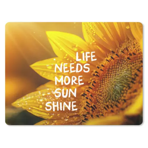 Zonnebloem - Close up - Geel - Quote muismat rubber klein -3d
